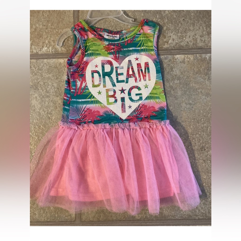 New Chic Girl’s Size 18 Months Pink Tutu Dress That Say’s “ Dream Big”